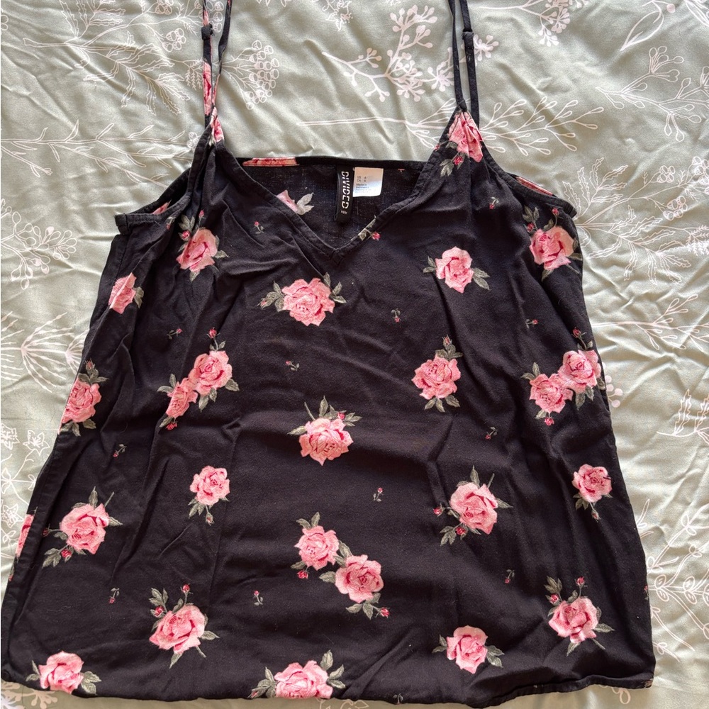 Floral Black and Pink Women's Top